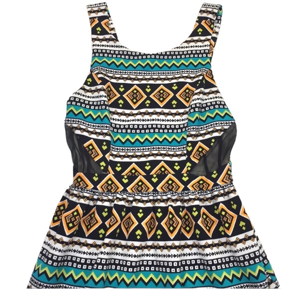 Monteau Bright Aztec Side Cut Out Dress - Picture 2 of 9